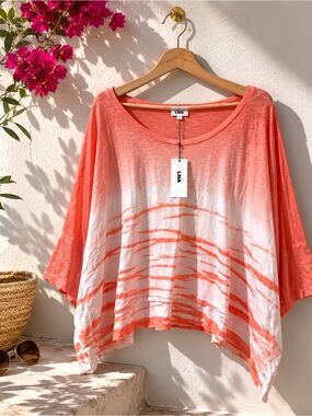 Dolman Top NWT LNA Sunset Ombre Dip Dye Oversized Coral Orange
